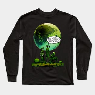 Peace on Earth No. 5: Goodwill Toward Humans "They Could Have Taken Care of it Back in 2023" on a Dark Background Long Sleeve T-Shirt